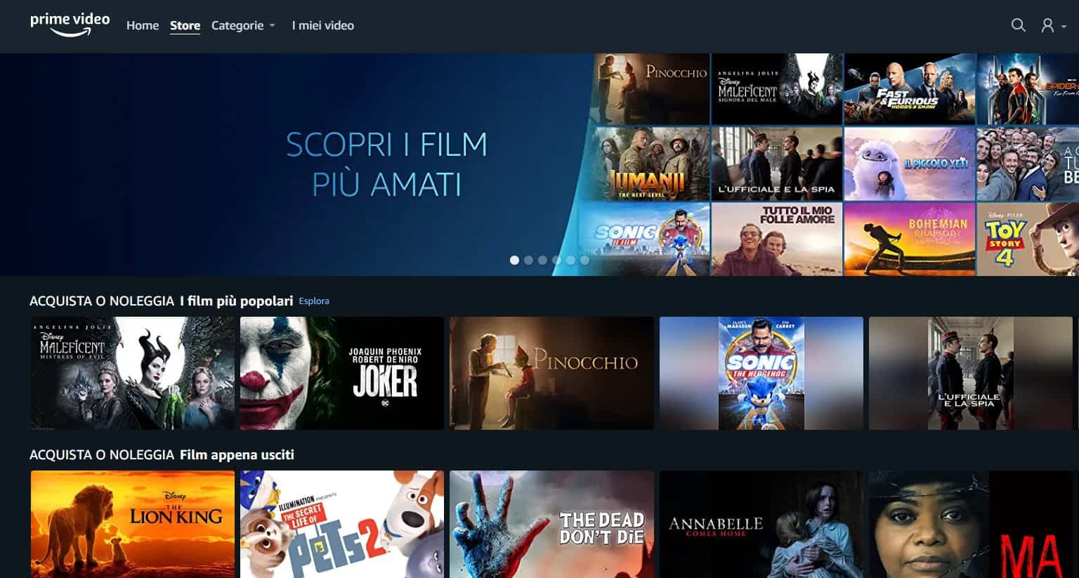 Amazon lancia Prime Video Store, per acquistare o noleggiare i nuovi film