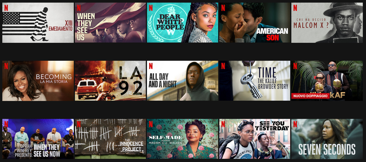 Netflix lancia la sezione Black Lives Matter